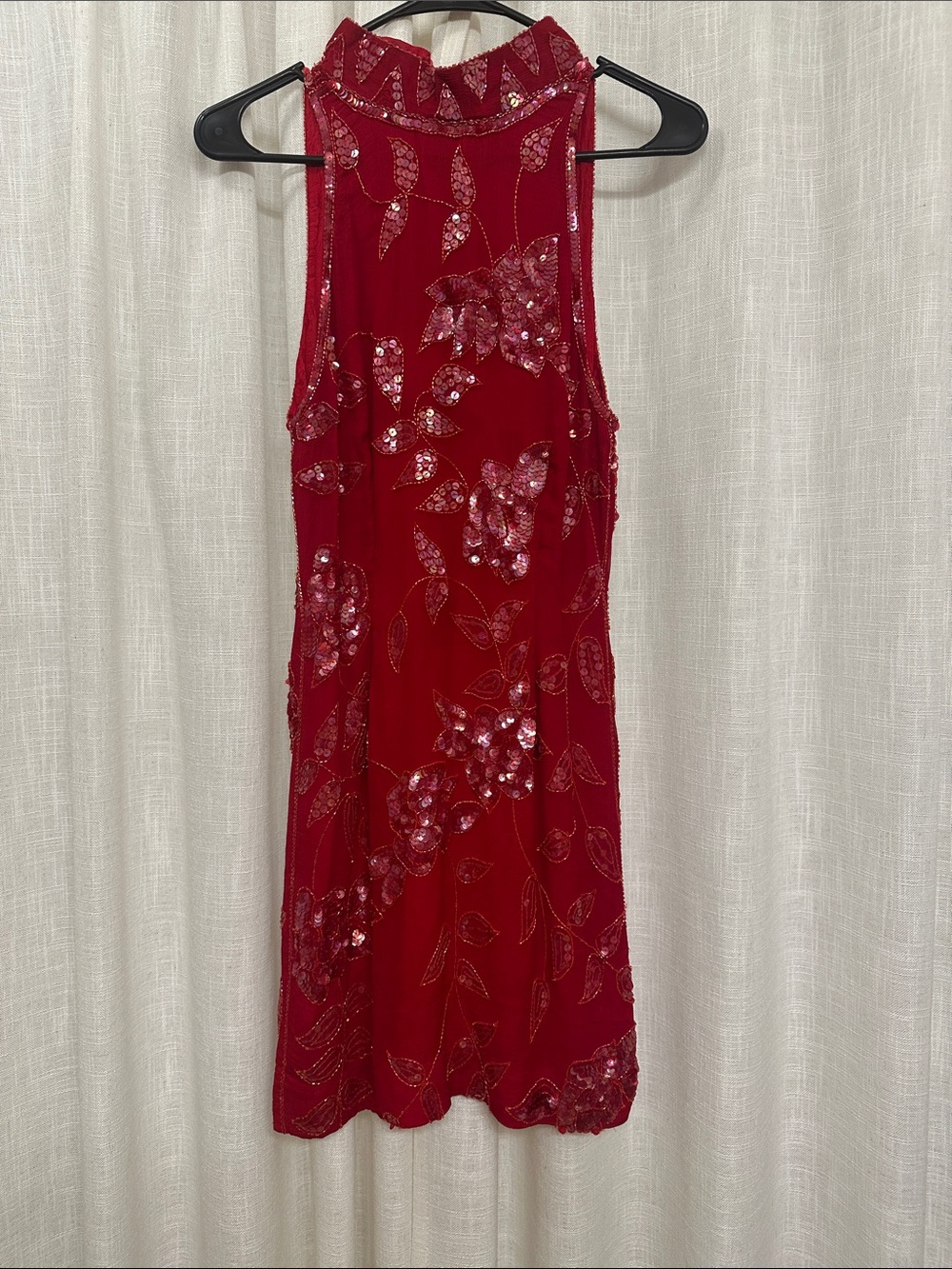 VINTAGE Red Embellished High Neck Dress